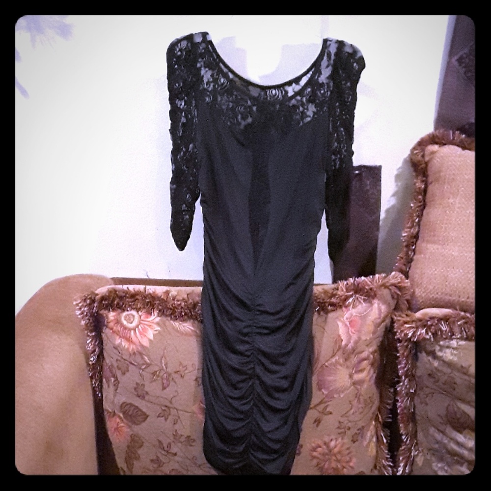 Black lace crumbled up dress